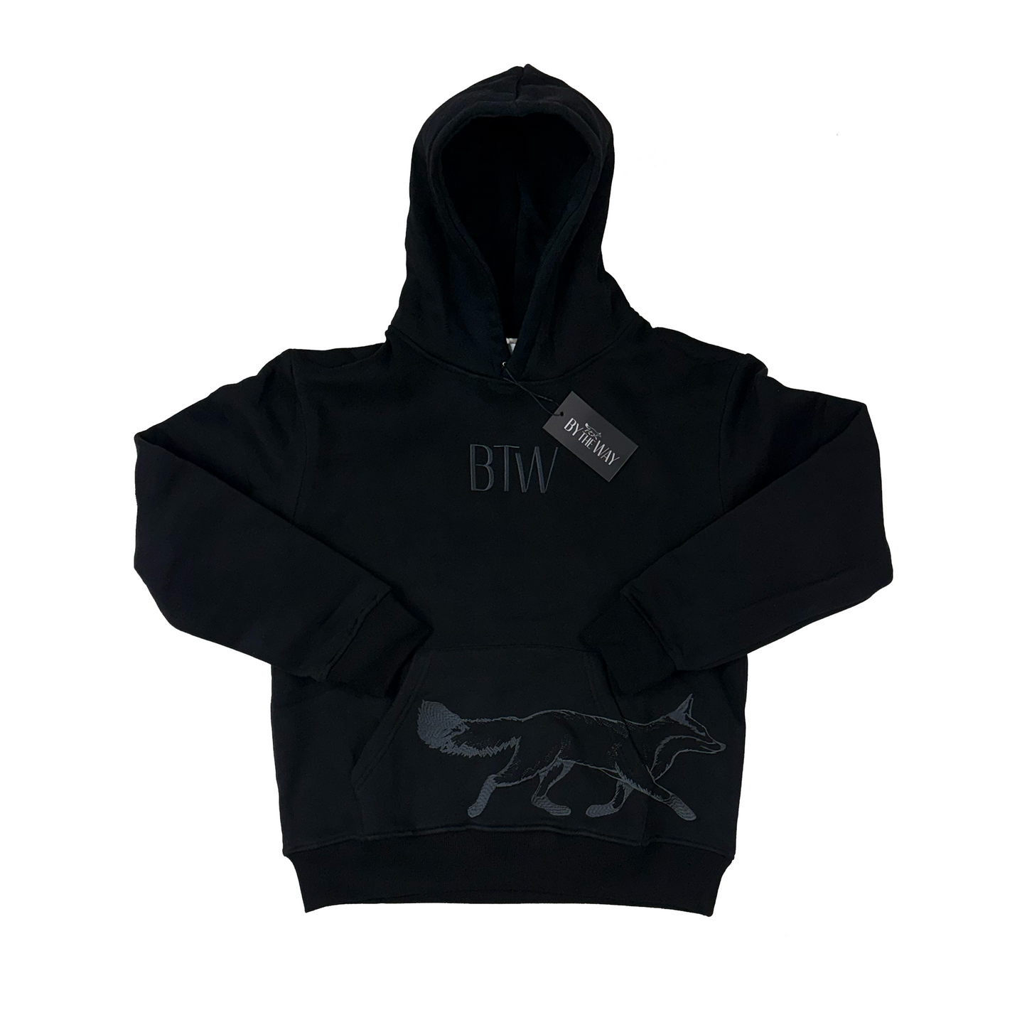 BTW Embroidered Tonal Black-on-Black Hoodie