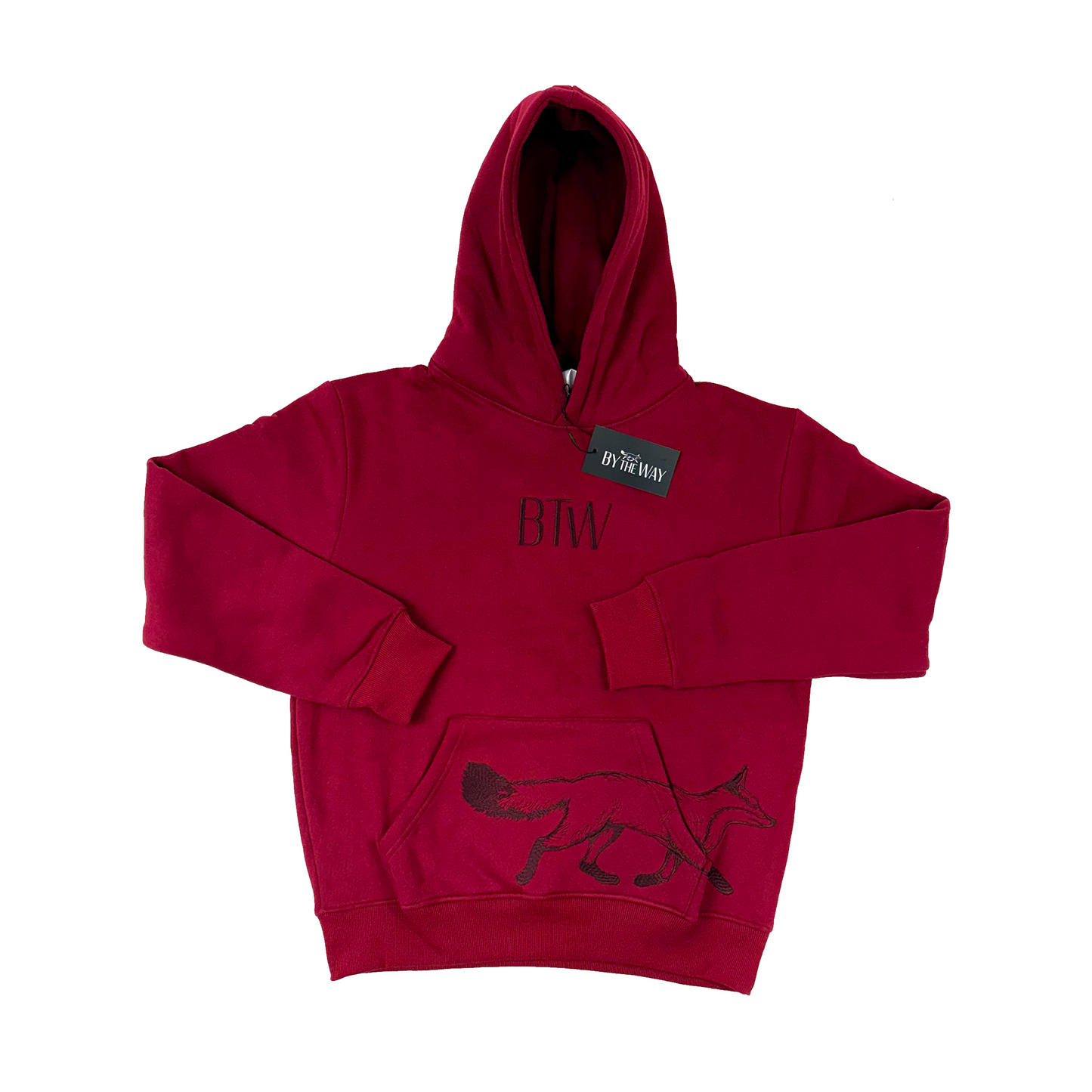 BTW Embroidered Tonal Crimson-on-Crimson Hoodie