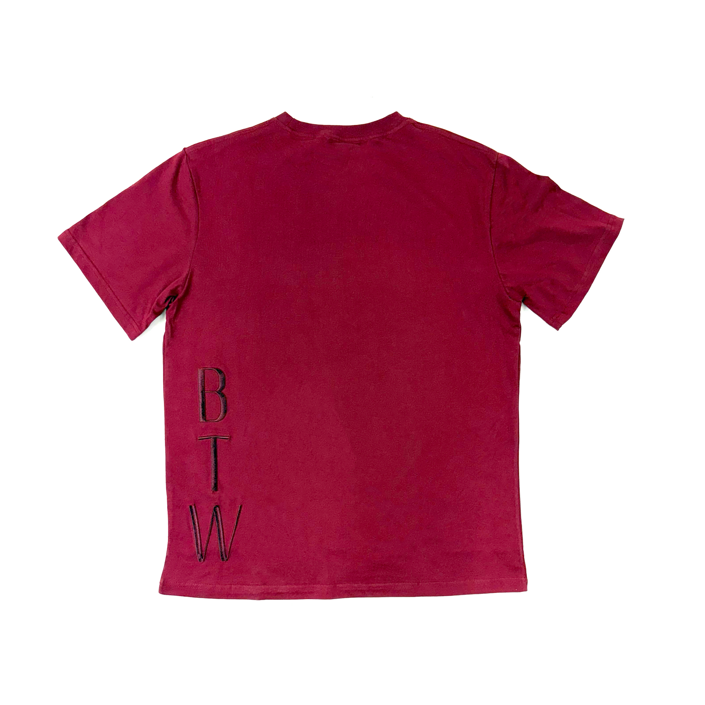 BTW Embroidered Tonal Crimson-on-Crimson T-Shirt