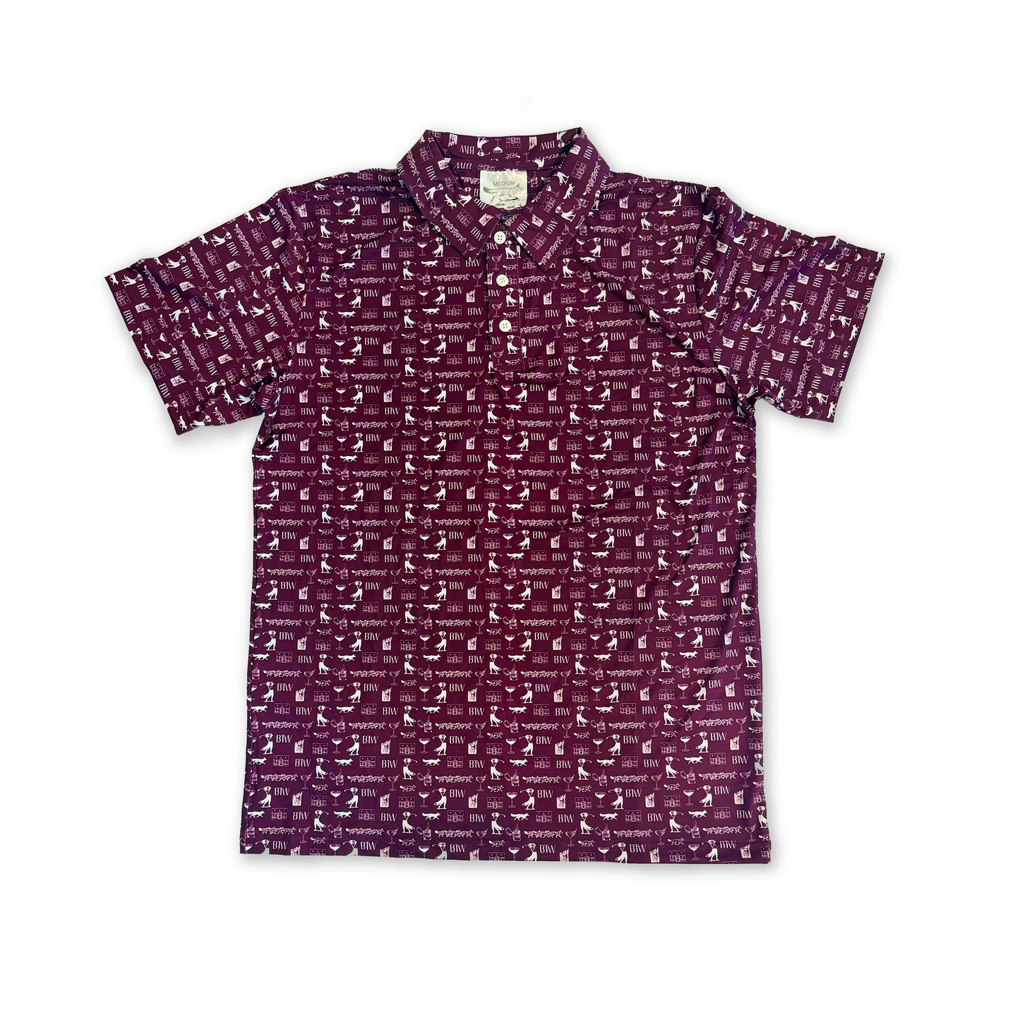 Maroon BTW Step & Repeat Moisture Wicking Polo