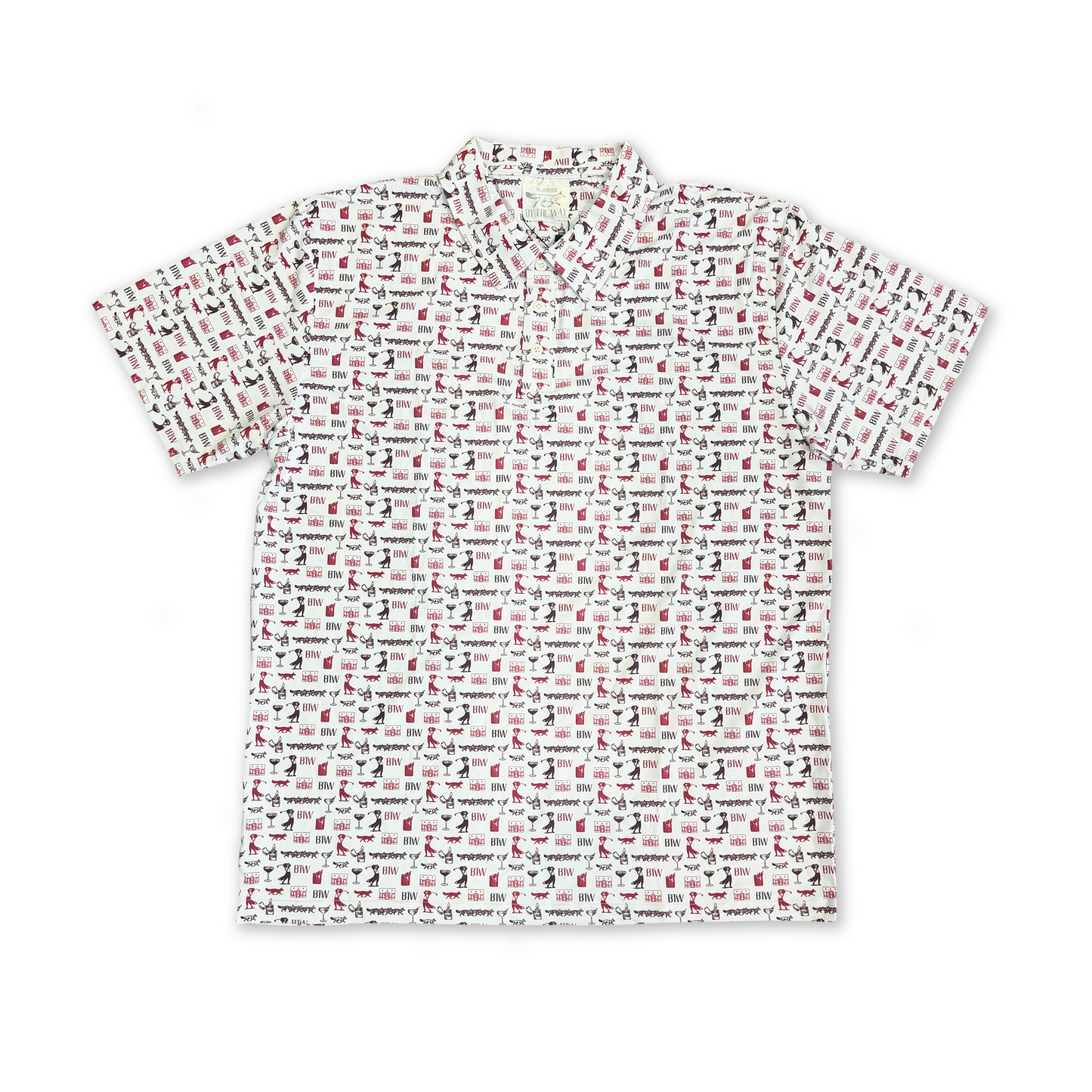 White BTW Step & Repeat Moisture Wicking Polo